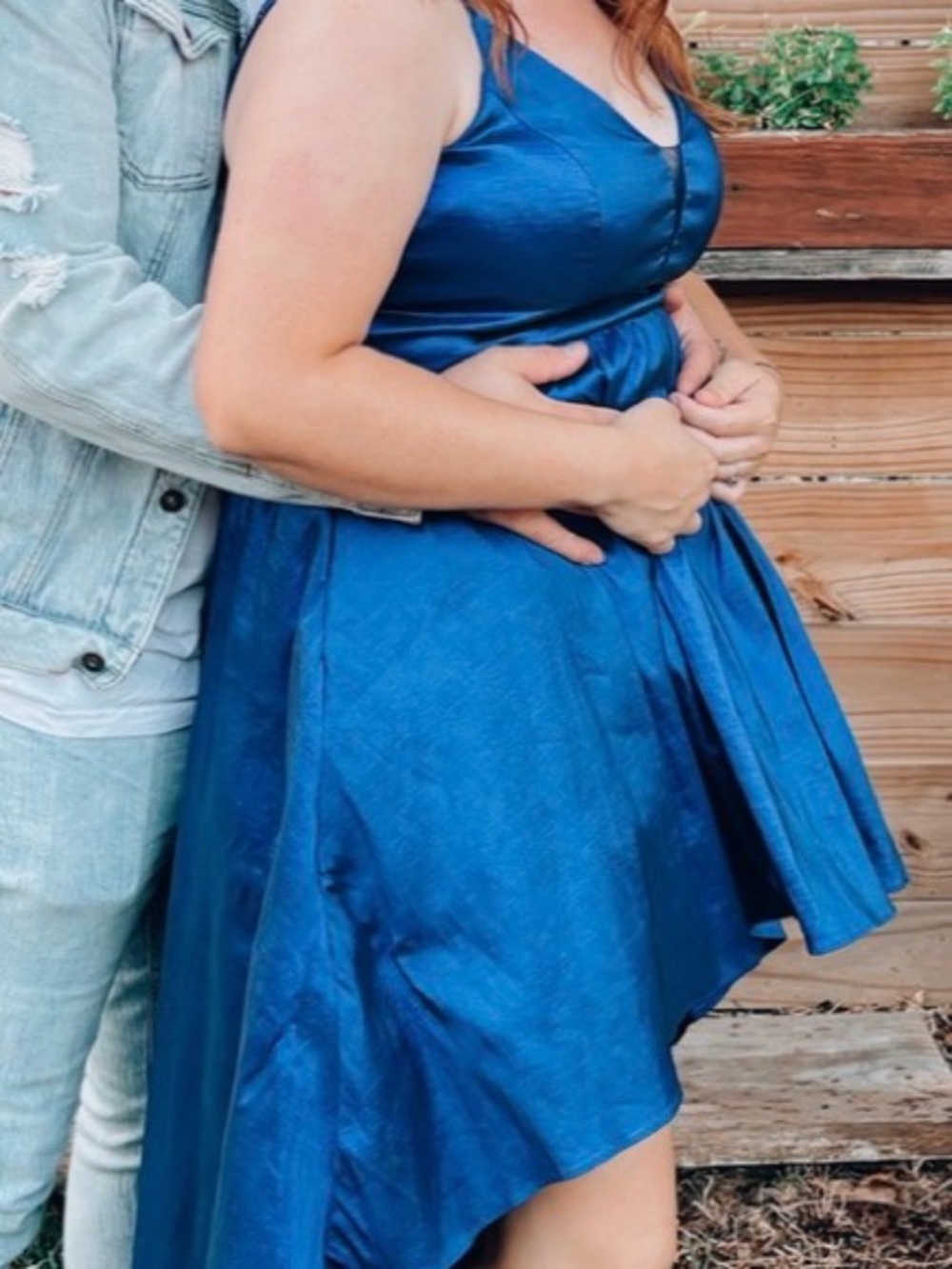 B. Smart Royal Blue Satin High-Low Party Dress